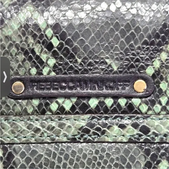 Rebecca Minkoff Collection Green Python Embossed Leather Cali Shoulder Bag - Picture 14 of 16